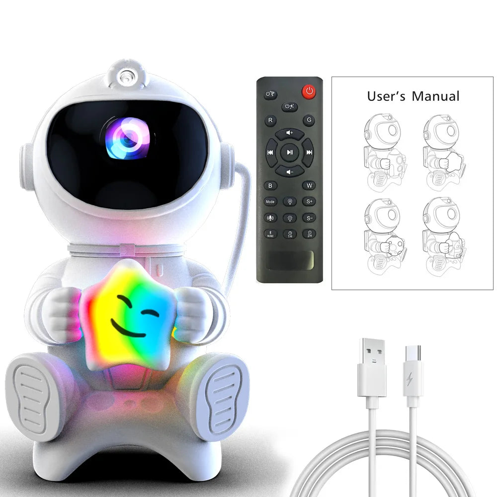 Astronaut LED Star Projector Night Light Galaxy Projectors Bluetooth Speaker for Bedroom Room Decor Kids Gift Starry Sky Lamp