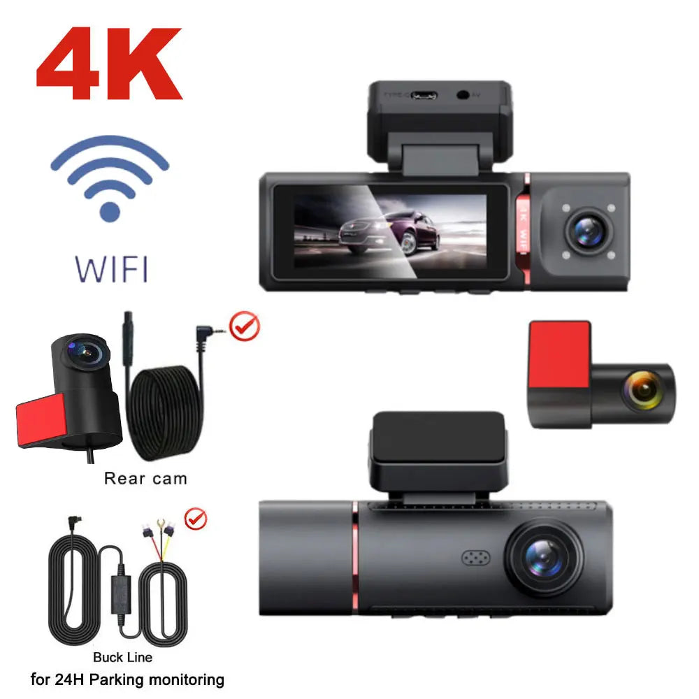 Grabadora de video DVR con transmisión 4K para espejo retrovisor con GPS