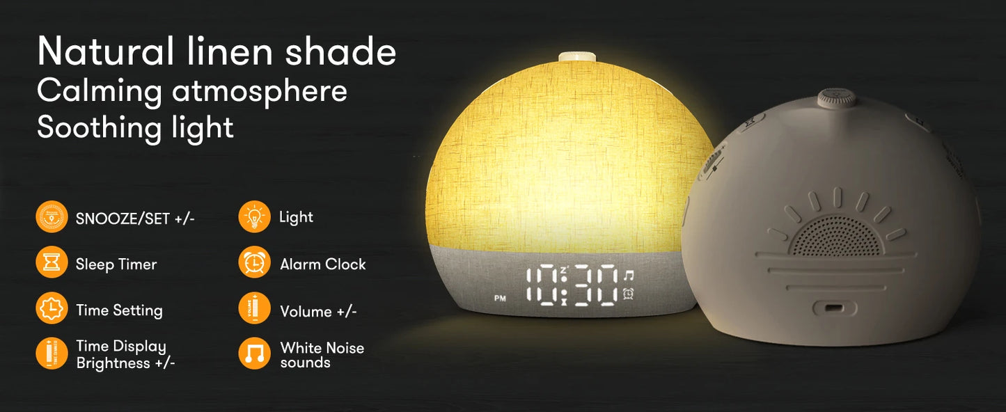 Sunrise Alarm Clock with 30-Minute Timer, Night Lights, Sleep Aid