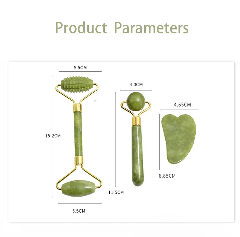 Rodillo facial de jade natural y Gua Sha