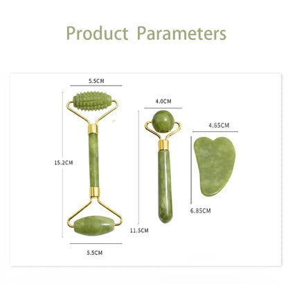Rodillo facial de jade natural y Gua Sha