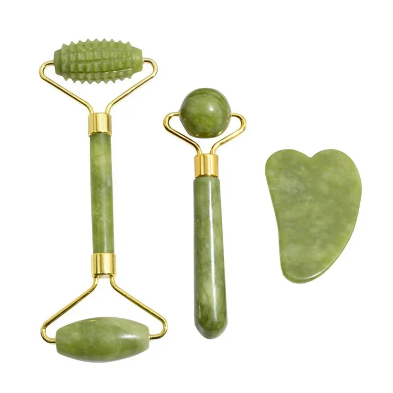 Rodillo facial de jade natural y Gua Sha