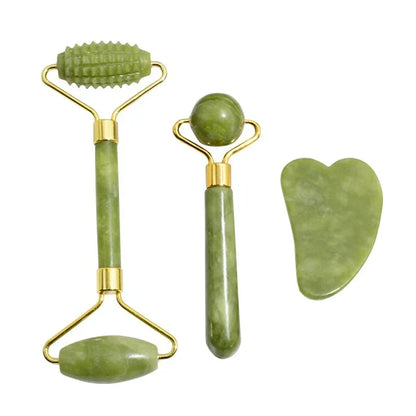 Rodillo facial de jade natural y Gua Sha