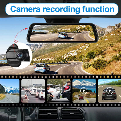 4K Mirror Dash Cam 9.66" with Carplay Android Auto Touch Screen Backup Camera Front and Rear View Dual Cameras for Car