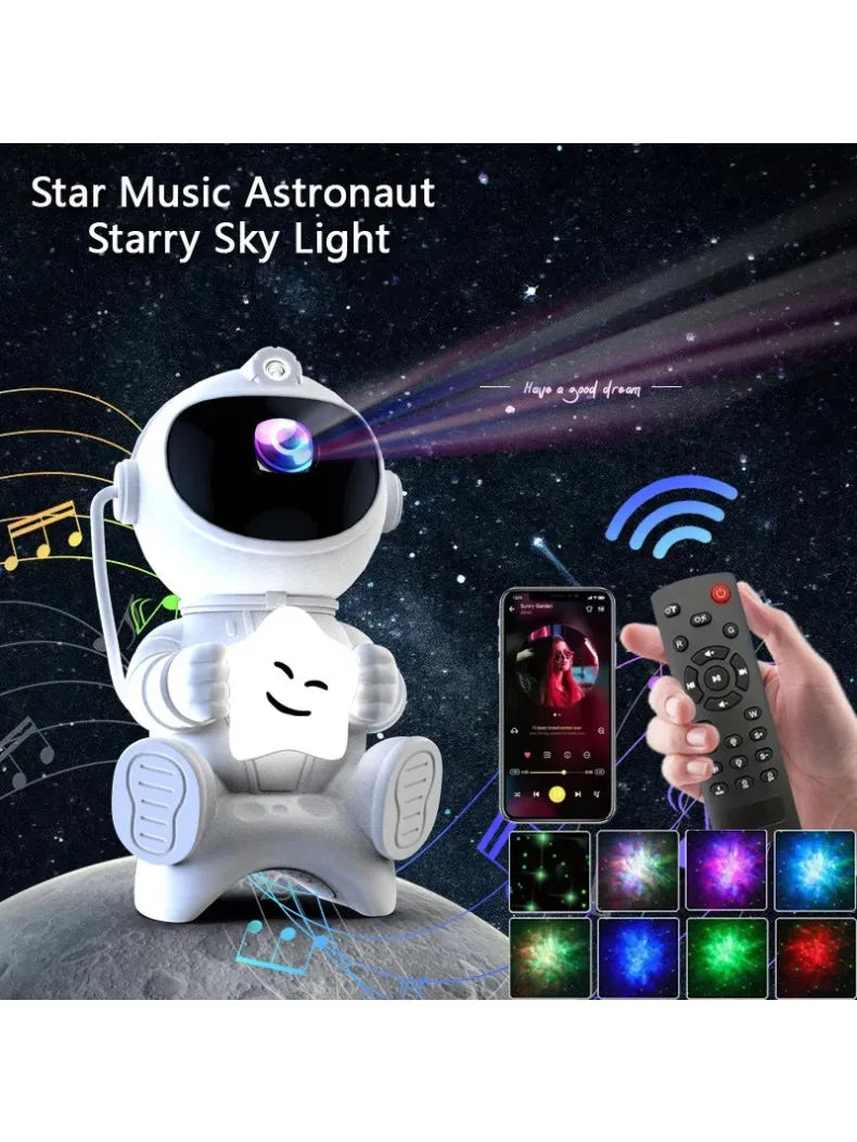 Proyector de galaxias de astronauta y altavoz Bluetooth con música relajante para dormir