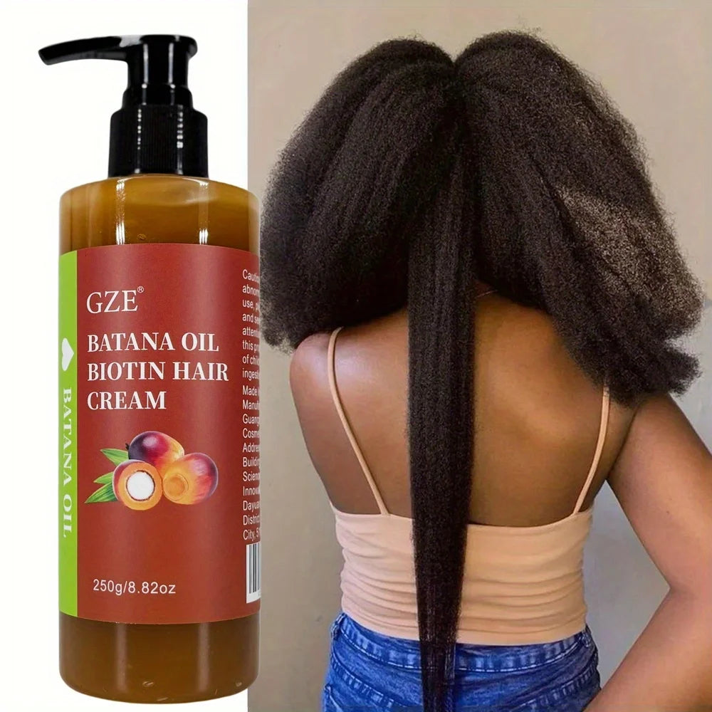 Crema capilar GZE con aceite de batana y biotina: fortalece, repara puntas abiertas, evita la rotura y aporta sedosidad al cabello seco.