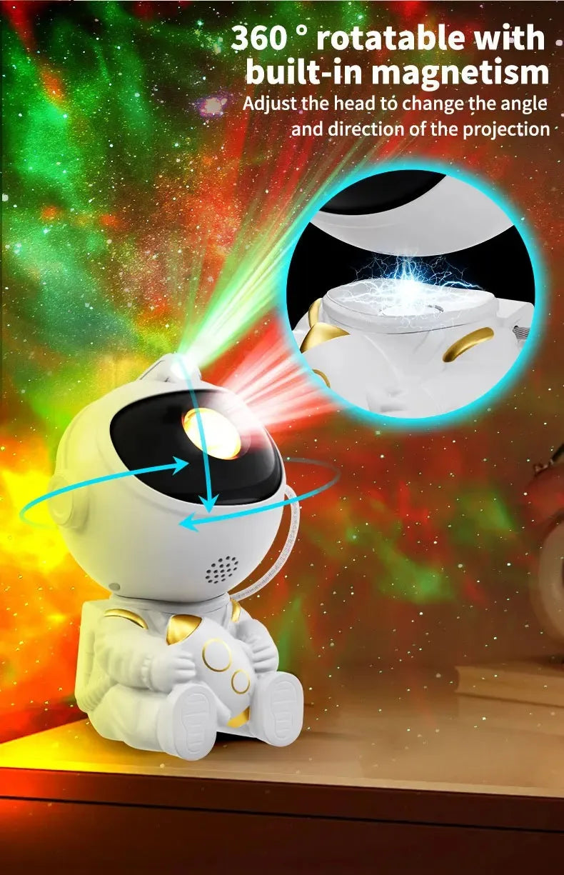 Proyector de galaxias de astronauta y altavoz Bluetooth con música relajante para dormir