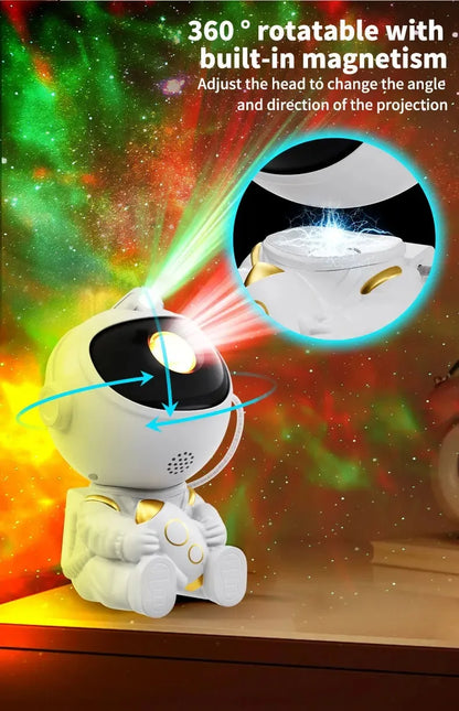 Proyector de galaxias de astronauta y altavoz Bluetooth con música relajante para dormir