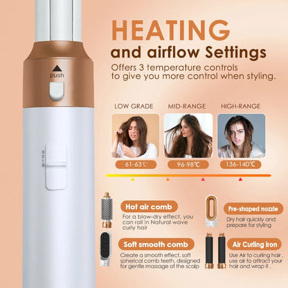 Set de secador de pelo 5 en 1 con peine térmico