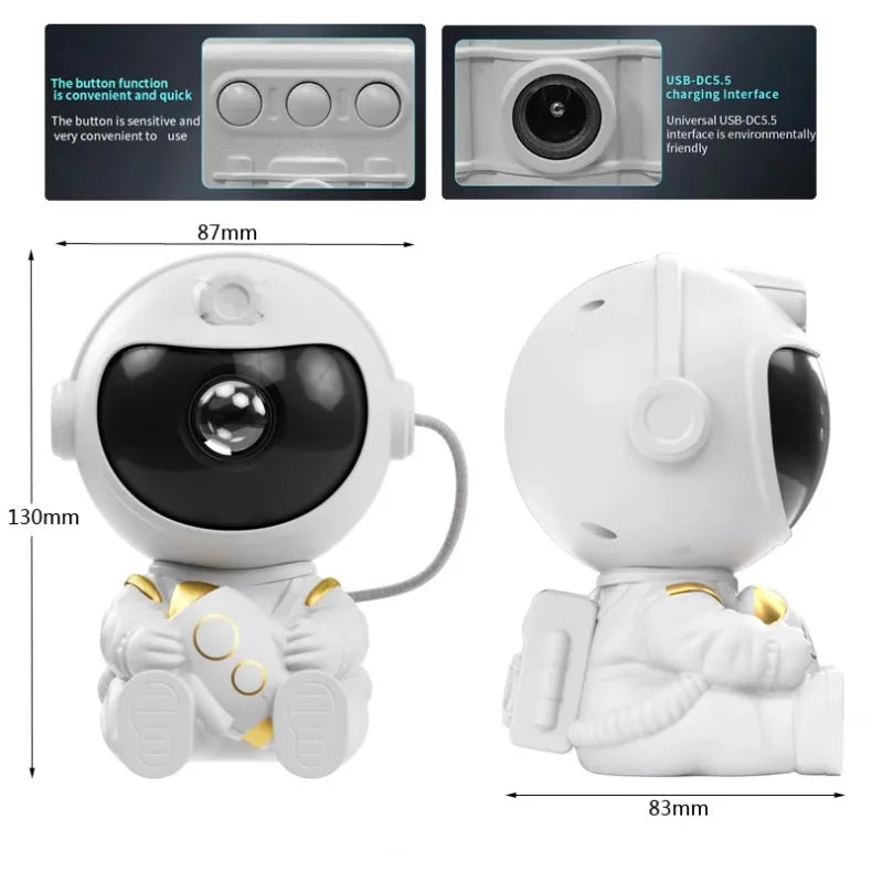Proyector de galaxias de astronauta y altavoz Bluetooth con música relajante para dormir