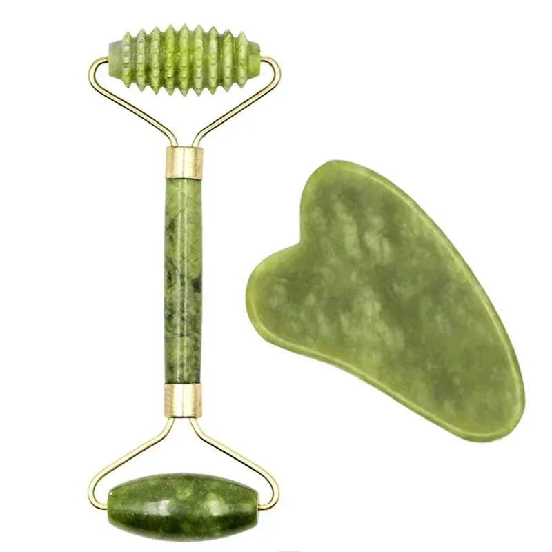 Rodillo facial de jade natural y Gua Sha