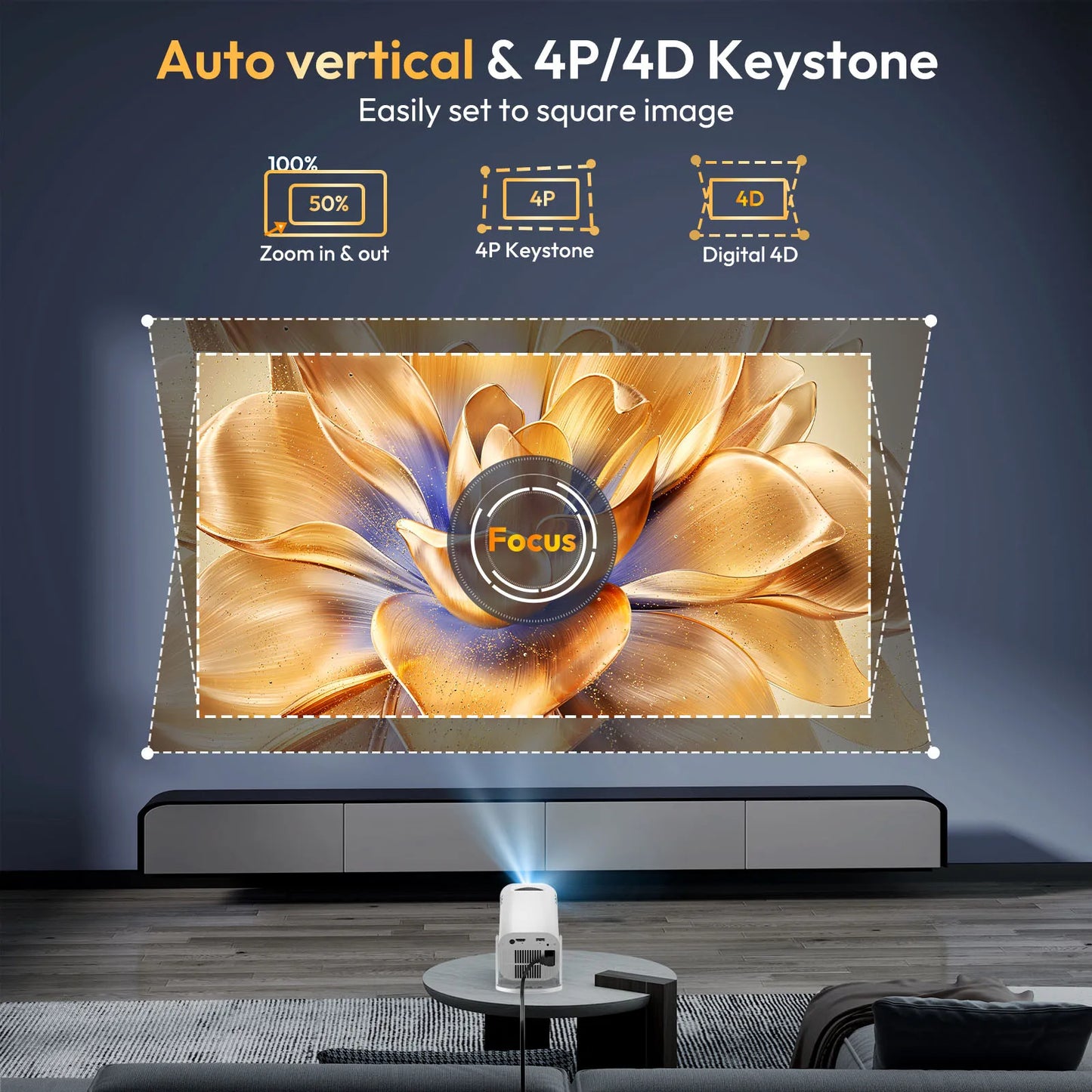 Proyector portátil y de cine en casa, WiFi 6, Android, 1280x720P