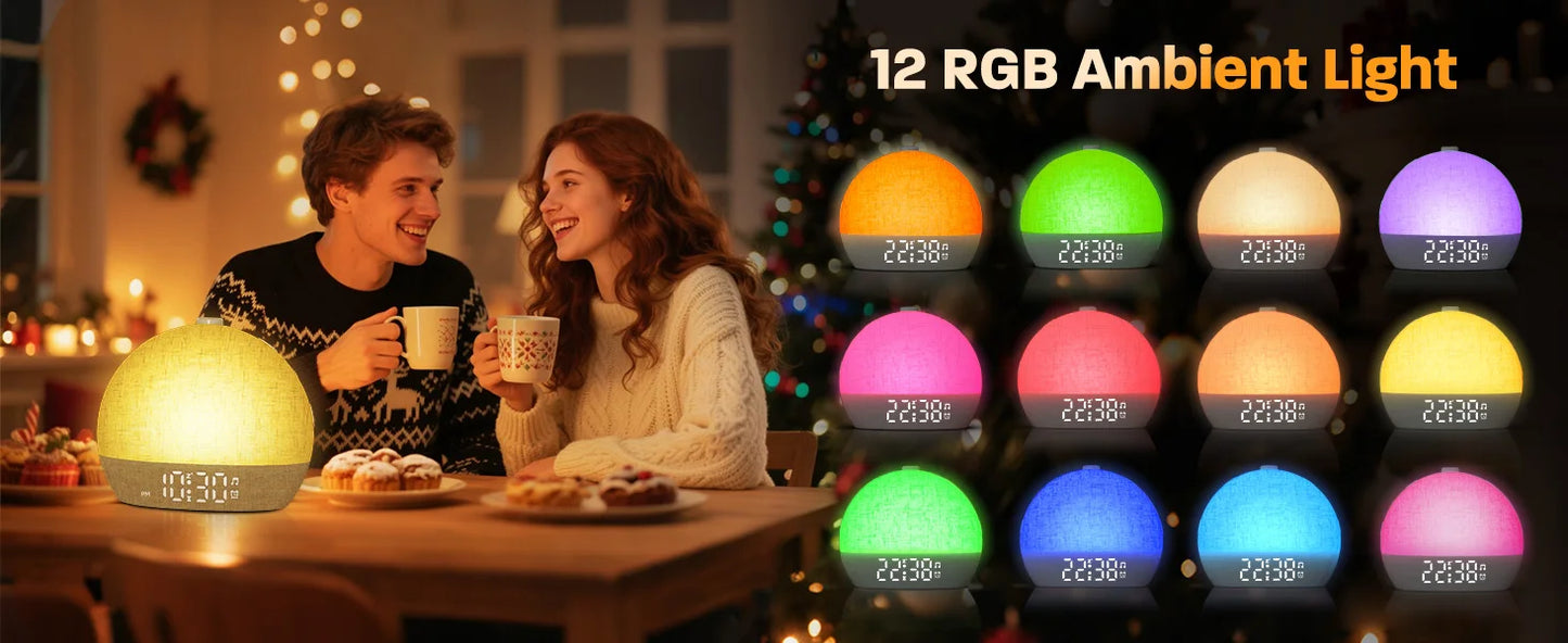 Sunrise Alarm Clock with 30-Minute Timer, Night Lights, Sleep Aid