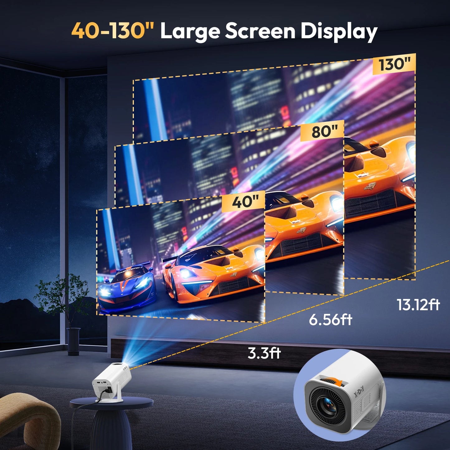 Proyector portátil y de cine en casa, WiFi 6, Android, 1280x720P