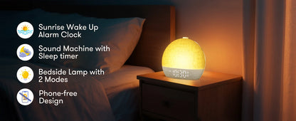 Sunrise Alarm Clock with 30-Minute Timer, Night Lights, Sleep Aid