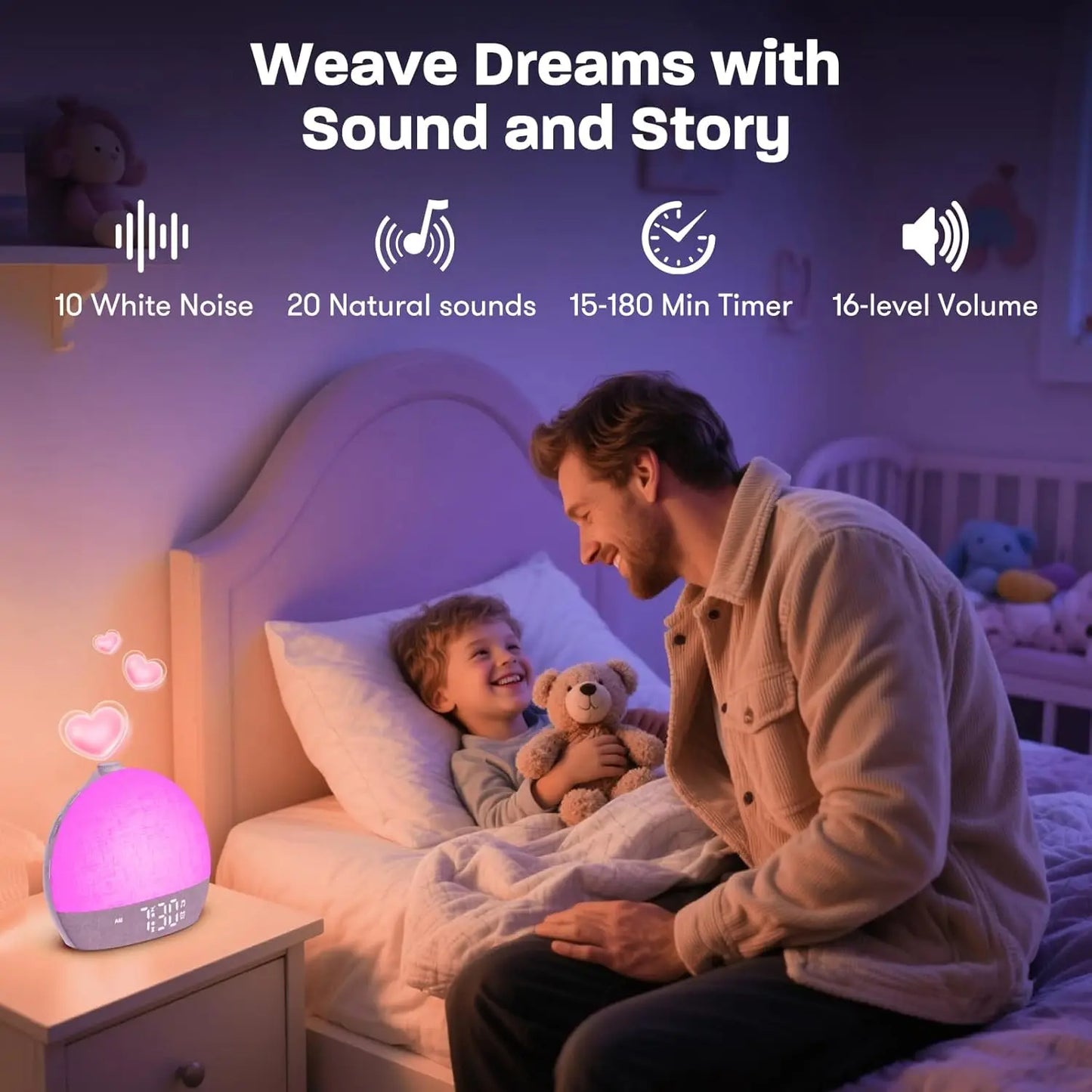 Sunrise Alarm Clock with 30-Minute Timer, Night Lights, Sleep Aid