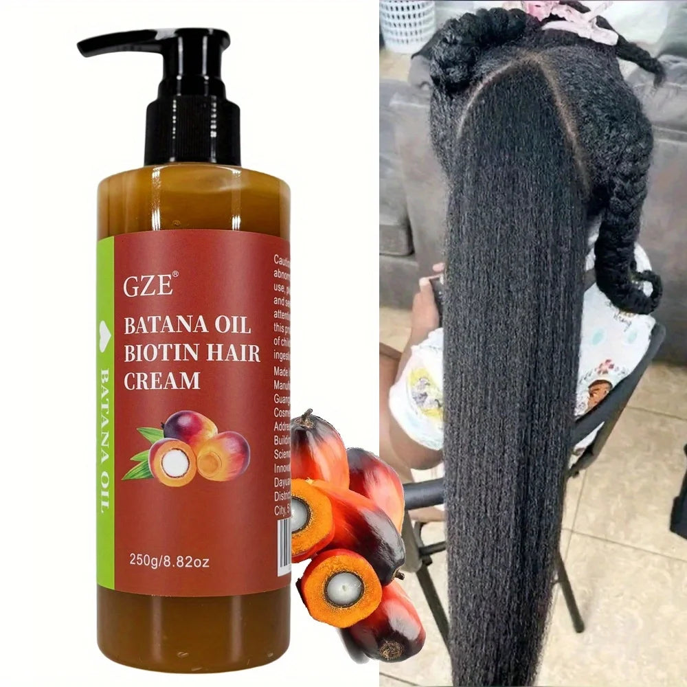 Crema capilar GZE con aceite de batana y biotina: fortalece, repara puntas abiertas, evita la rotura y aporta sedosidad al cabello seco.