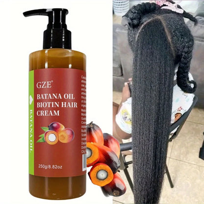 Crema capilar GZE con aceite de batana y biotina: fortalece, repara puntas abiertas, evita la rotura y aporta sedosidad al cabello seco.