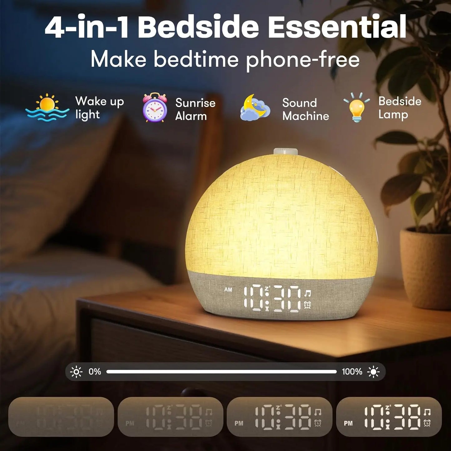 Sunrise Alarm Clock with 30-Minute Timer, Night Lights, Sleep Aid