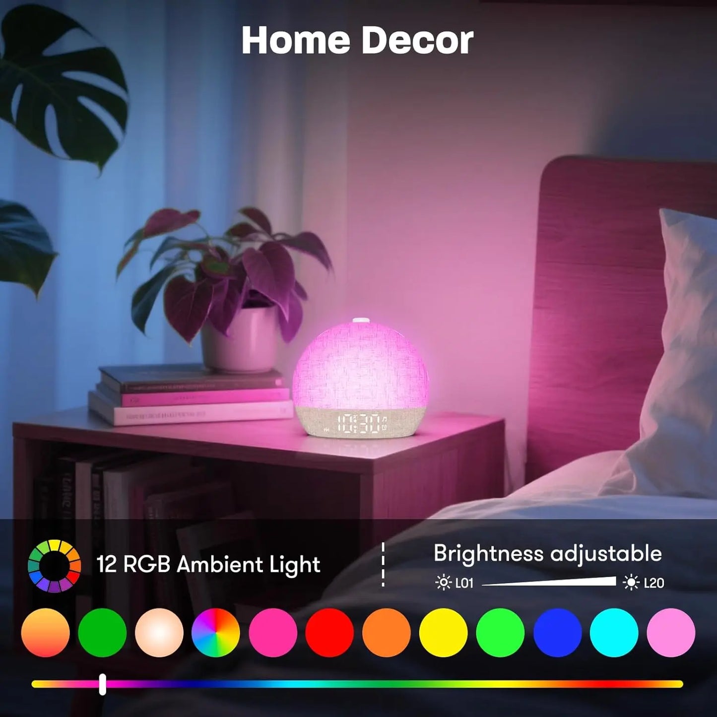 Sunrise Alarm Clock with 30-Minute Timer, Night Lights, Sleep Aid