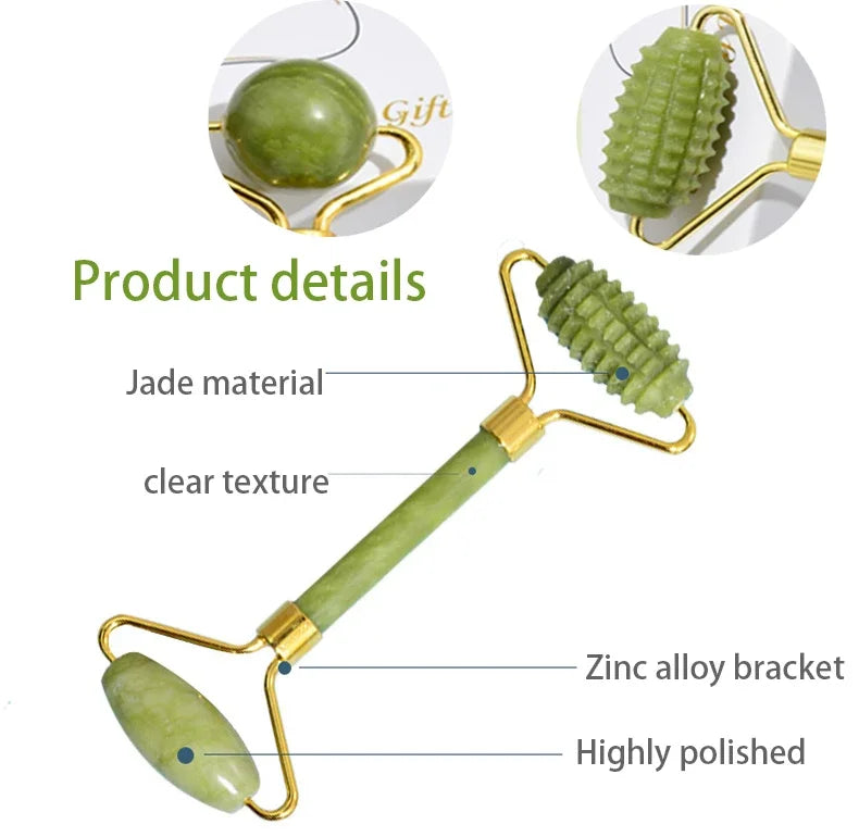 Rodillo facial de jade natural y Gua Sha