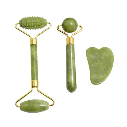 Rodillo facial de jade natural y Gua Sha