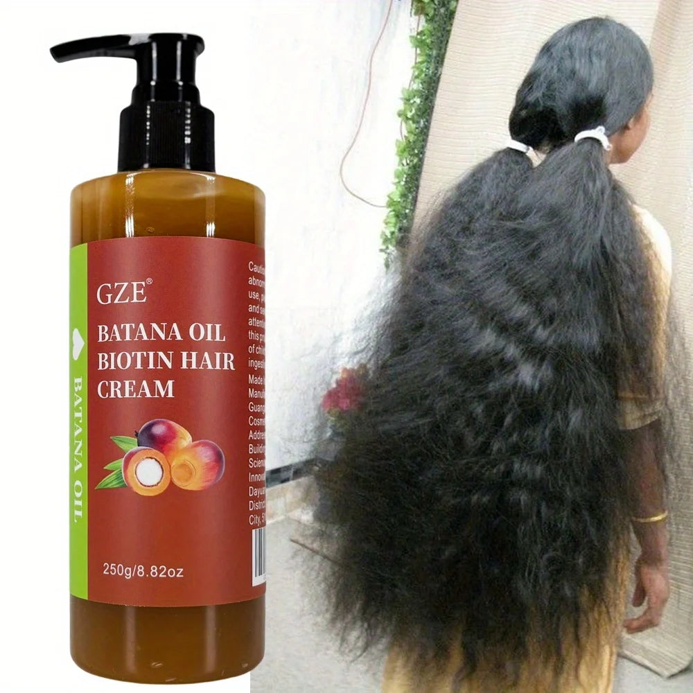 Crema capilar GZE con aceite de batana y biotina: fortalece, repara puntas abiertas, evita la rotura y aporta sedosidad al cabello seco.