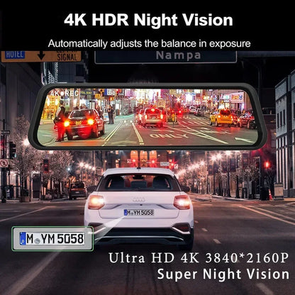 4K Mirror Dash Cam 9.66" with Carplay Android Auto Touch Screen Backup Camera Front and Rear View Dual Cameras for Car