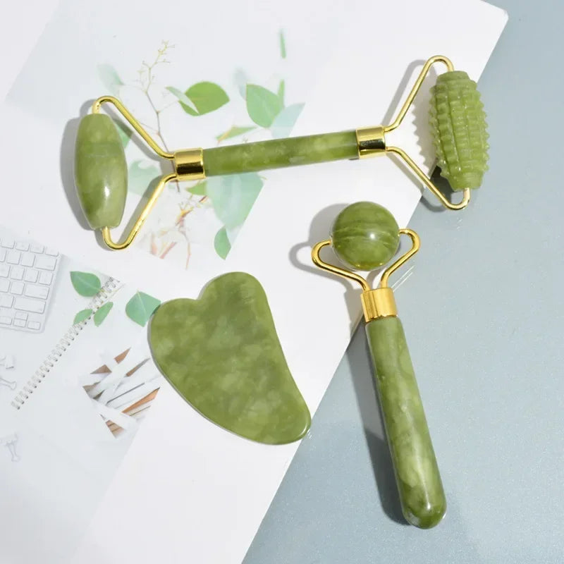 Rodillo facial de jade natural y Gua Sha