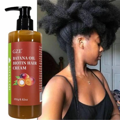 Crema capilar GZE con aceite de batana y biotina: fortalece, repara puntas abiertas, evita la rotura y aporta sedosidad al cabello seco.