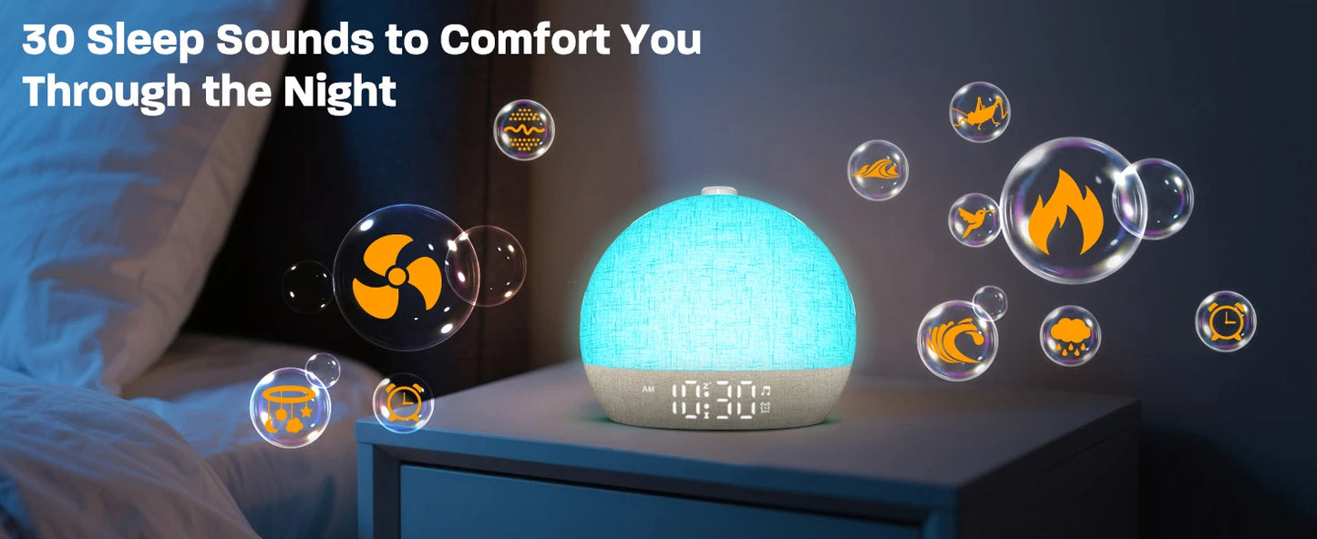 Sunrise Alarm Clock with 30-Minute Timer, Night Lights, Sleep Aid