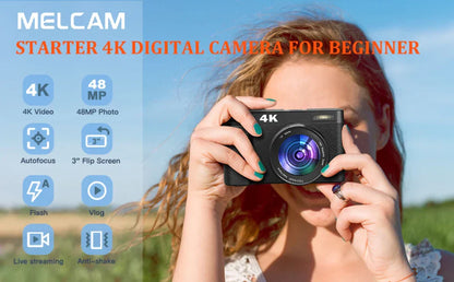 Cámara digital 4K 48 MP para vlogs, fotografía, edición de videos.
