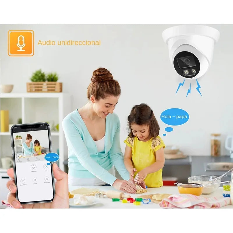 Cámara de seguridad 4K para exteriores con audio y visión nocturna a color