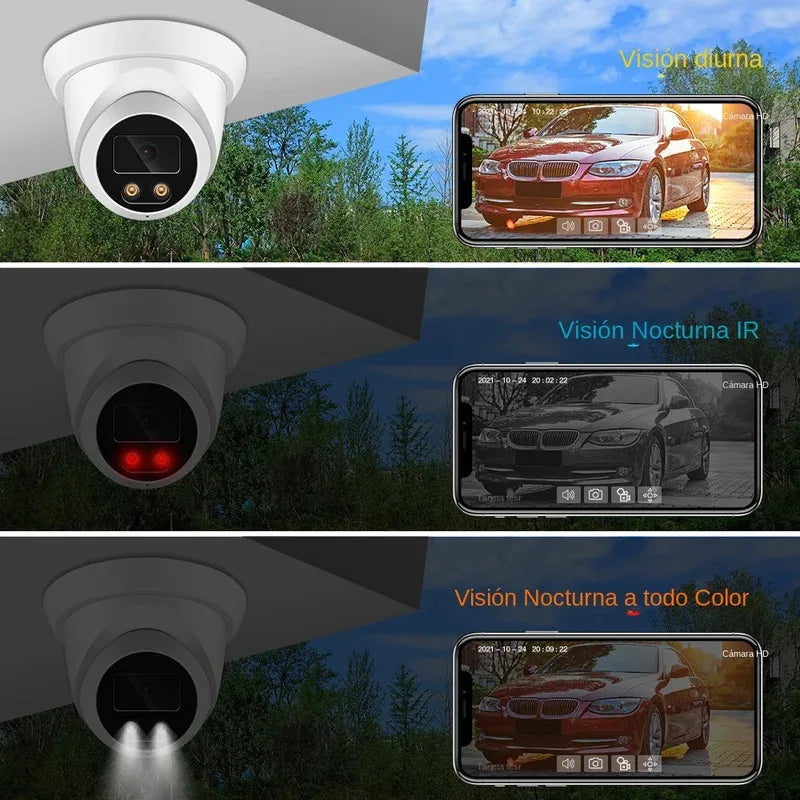 Cámara de seguridad 4K para exteriores con audio y visión nocturna a color