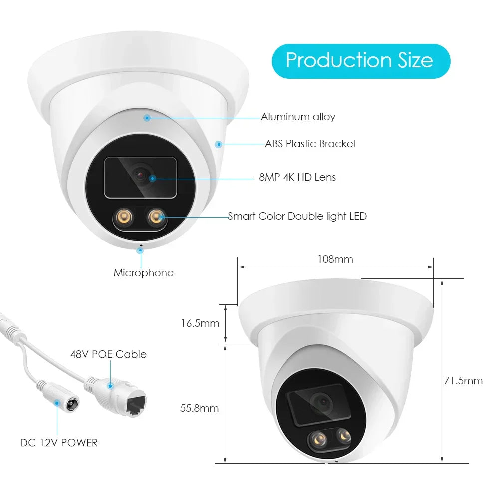 Cámara de seguridad 4K para exteriores con audio y visión nocturna a color