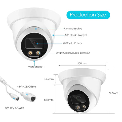 Cámara de seguridad 4K para exteriores con audio y visión nocturna a color