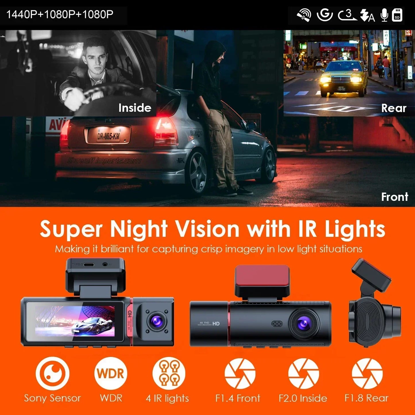 4K Dash Cam Streaming DVR Rearview Mirror Video Recorder with GPS