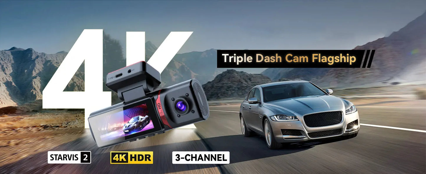 4K Dash Cam Streaming DVR Rearview Mirror Video Recorder with GPS