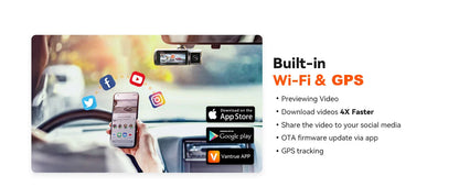 4K Dash Cam Streaming DVR Rearview Mirror Video Recorder with GPS