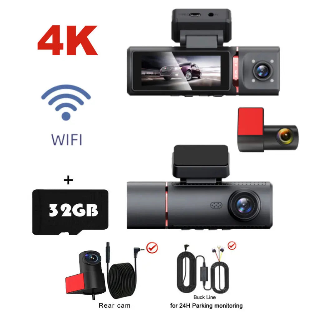 4K Dash Cam Streaming DVR Rearview Mirror Video Recorder with GPS
